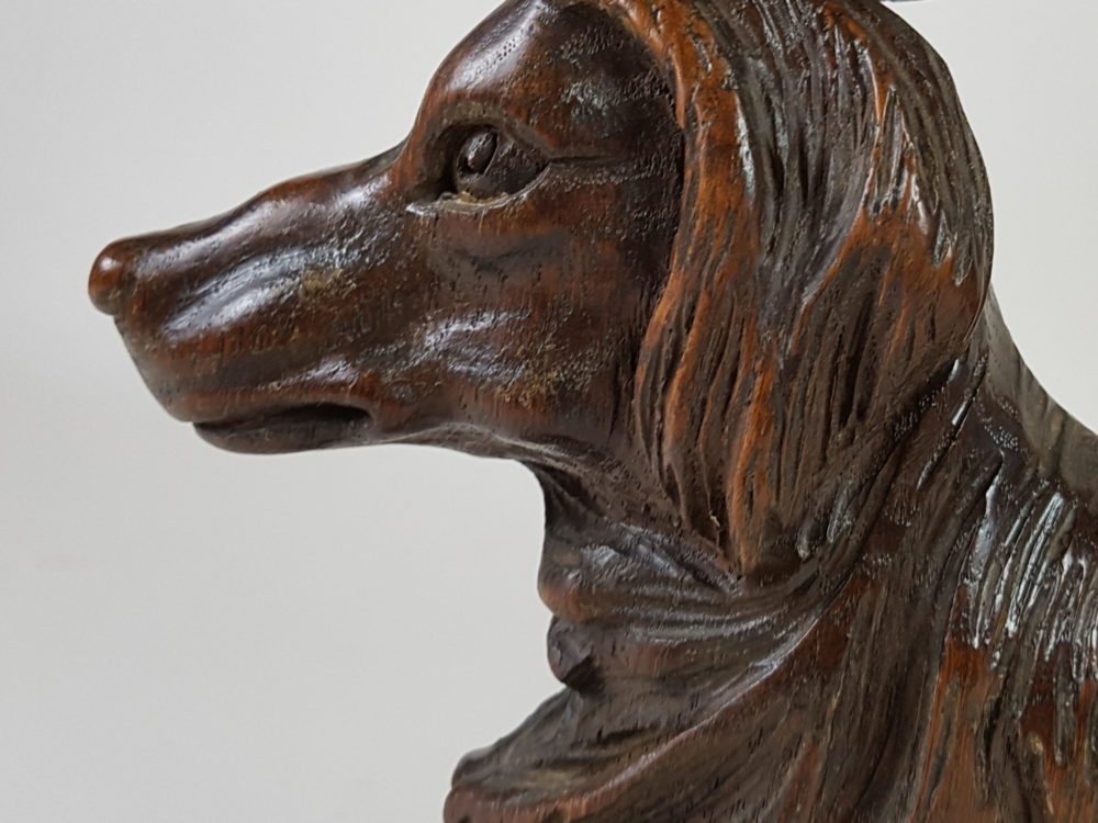 pair of 19th century antique French oak carved Dogs
