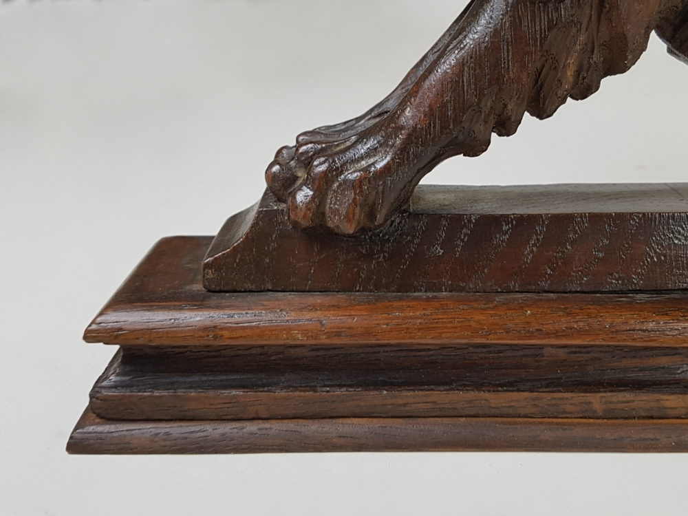 pair of 19th century antique French oak carved Dogs