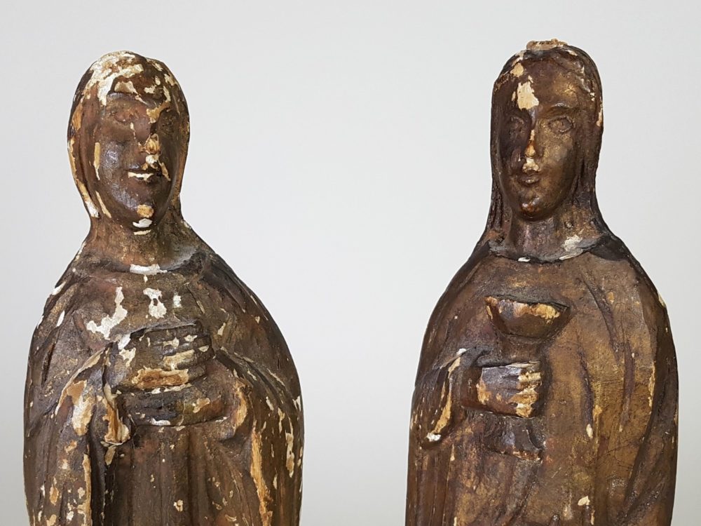 Pair of 19th century antique wooden Religious Figures