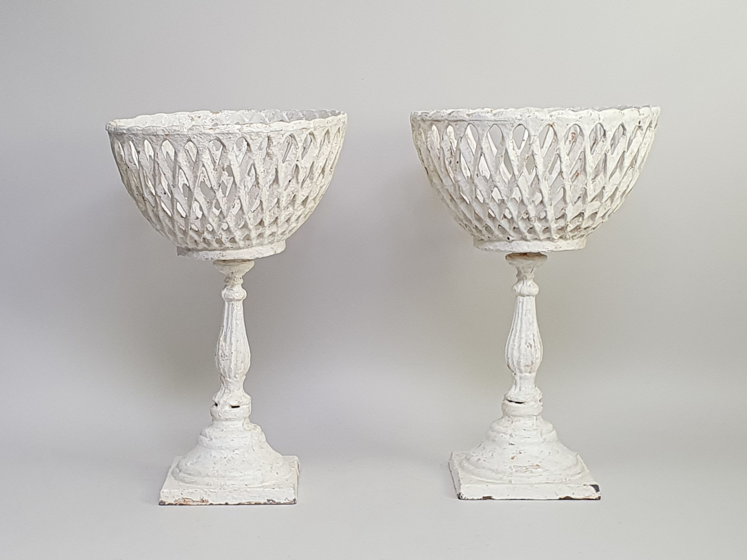 antique garden urns pair