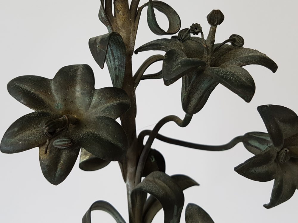 Pair of antique bronze Church flowers in Vases