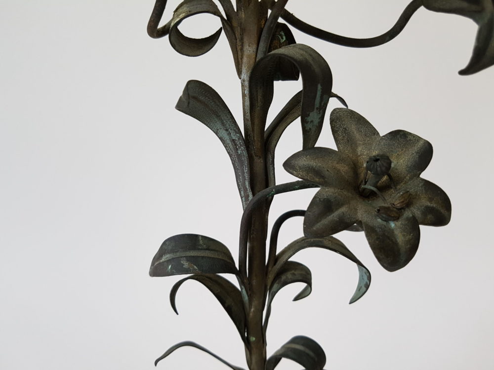Pair of antique bronze Church flowers in Vases