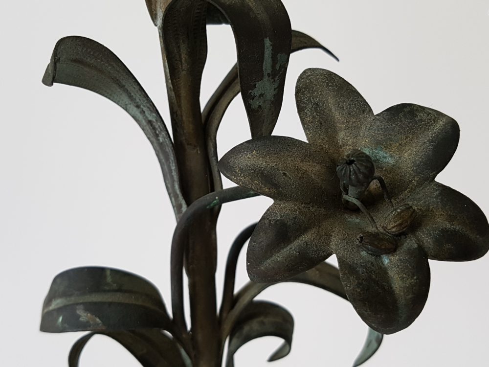 Pair of antique bronze Church flowers in Vases