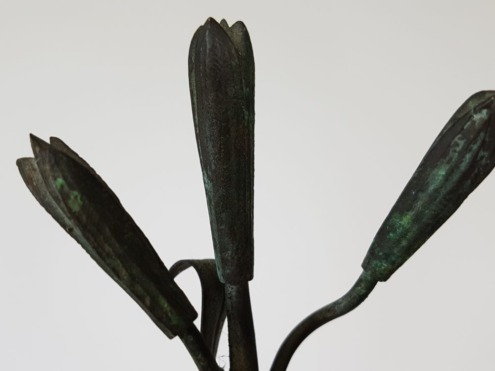 Pair of antique bronze Church flowers in Vases