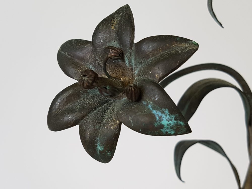 Pair of antique bronze Church flowers in Vases
