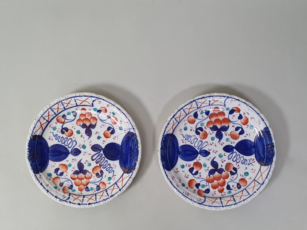 Pair of antique ceramic Gaudy dessert plates