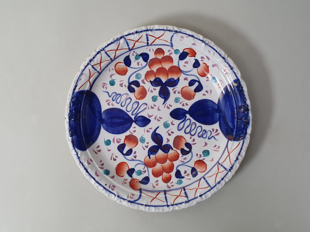 Pair of antique ceramic Gaudy dessert plates