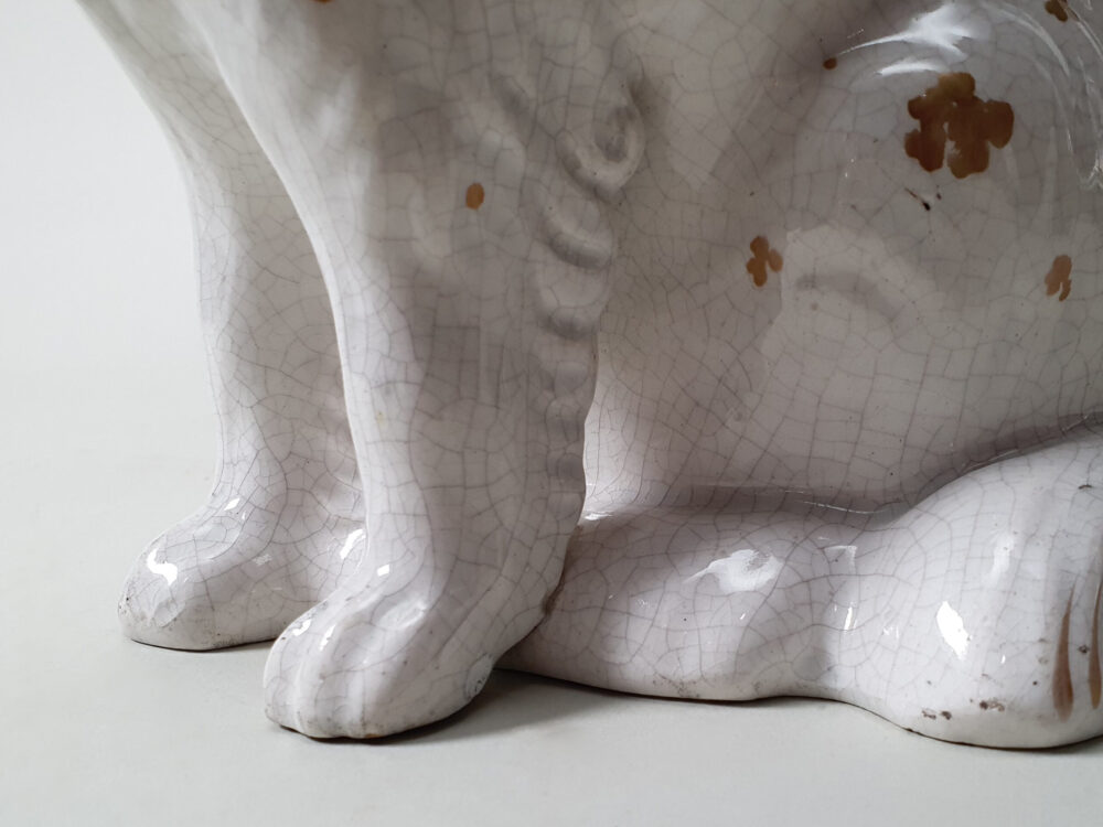 Pair of antique ceramic Victorian Staffordshire Spaniel Dogs