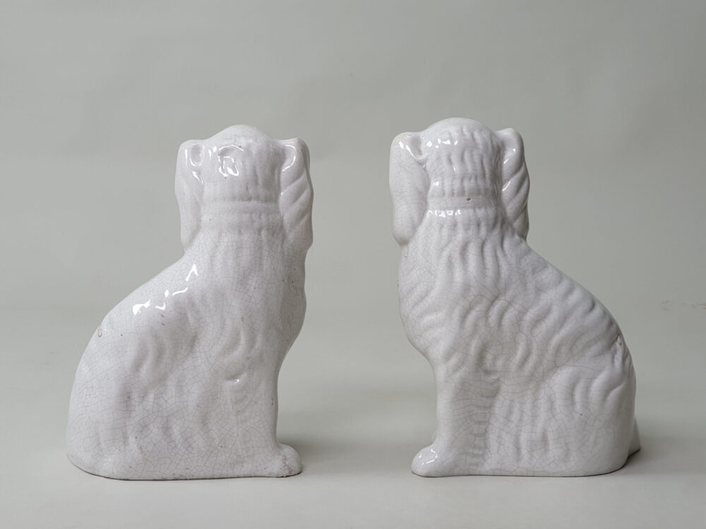 Pair of antique ceramic Victorian Staffordshire Spaniel Dogs