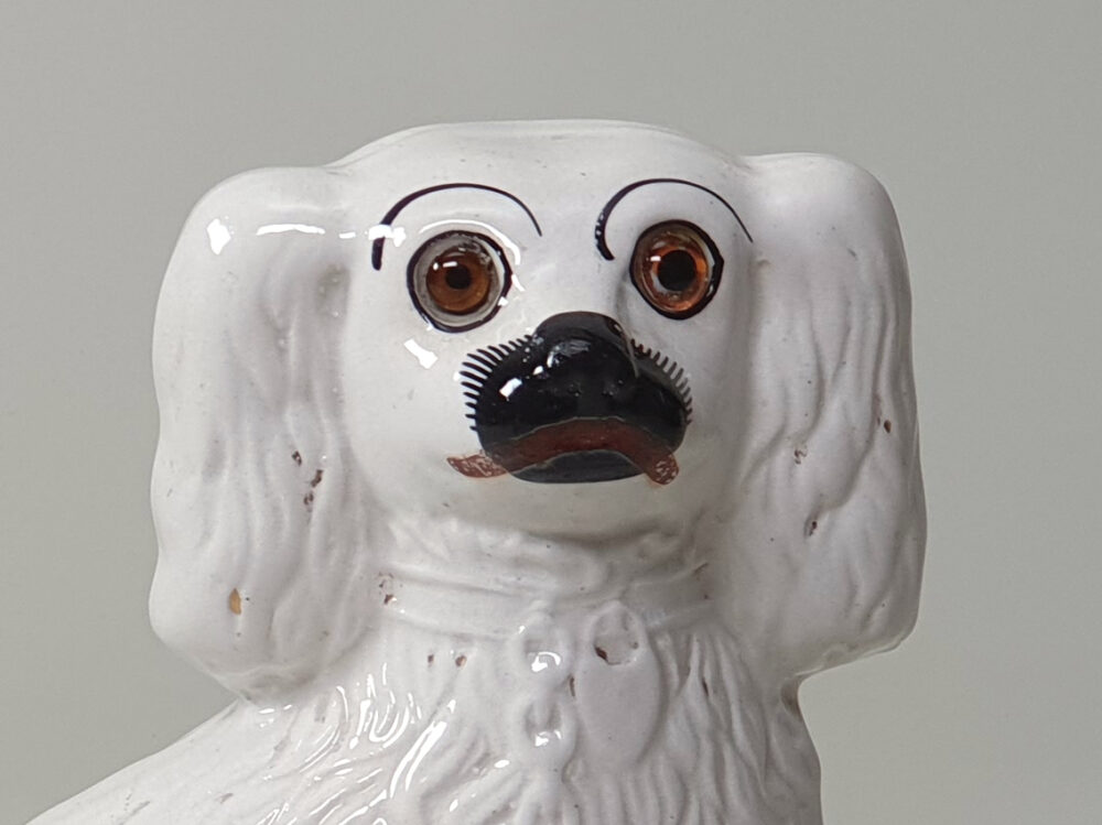 Pair of antique ceramic Victorian Staffordshire Spaniel Dogs
