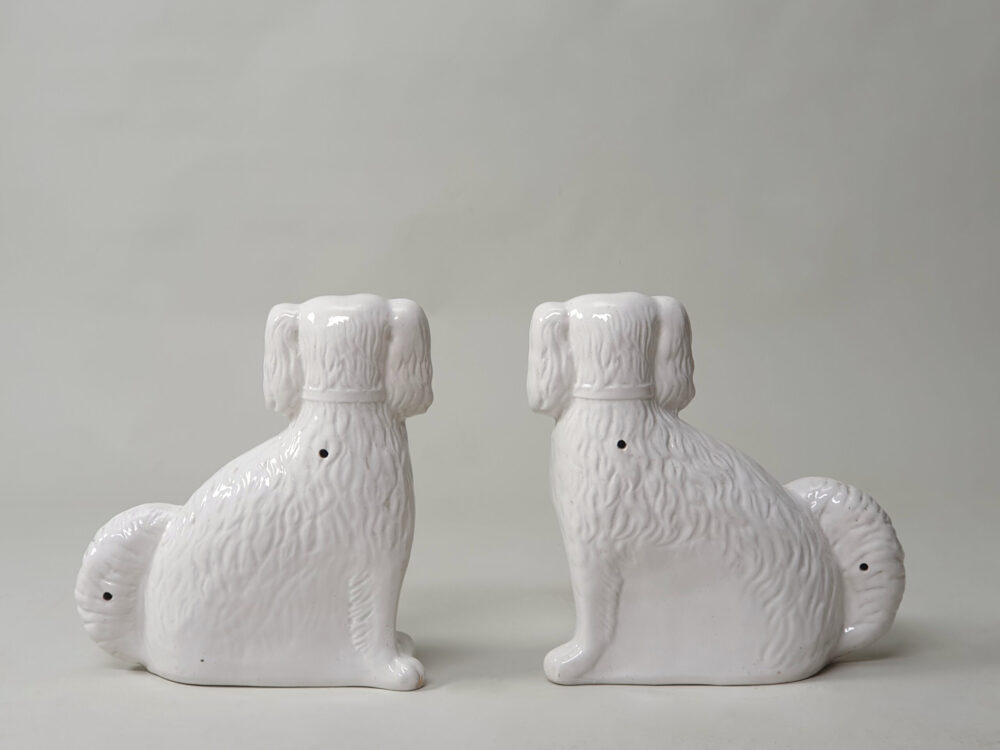 Pair of antique ceramic Victorian Staffordshire Spaniel Dogs