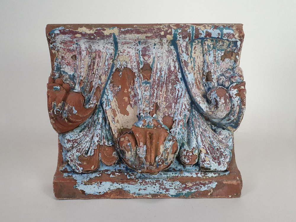 Pair of antique decorative Bricks with remnants original paint