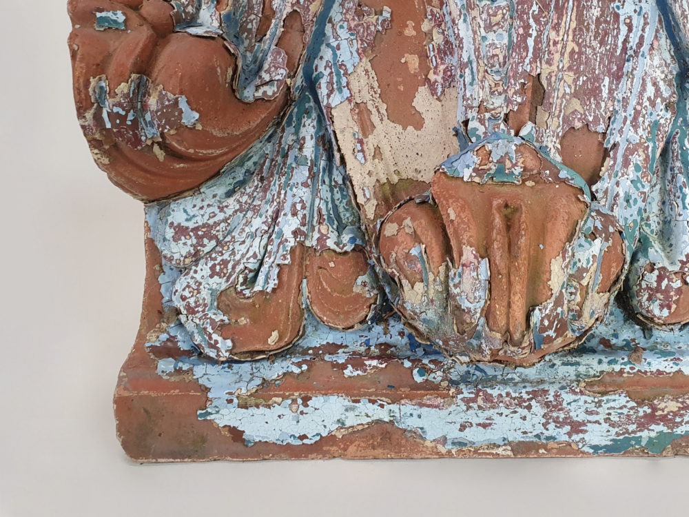 Pair of antique decorative Bricks with remnants original paint
