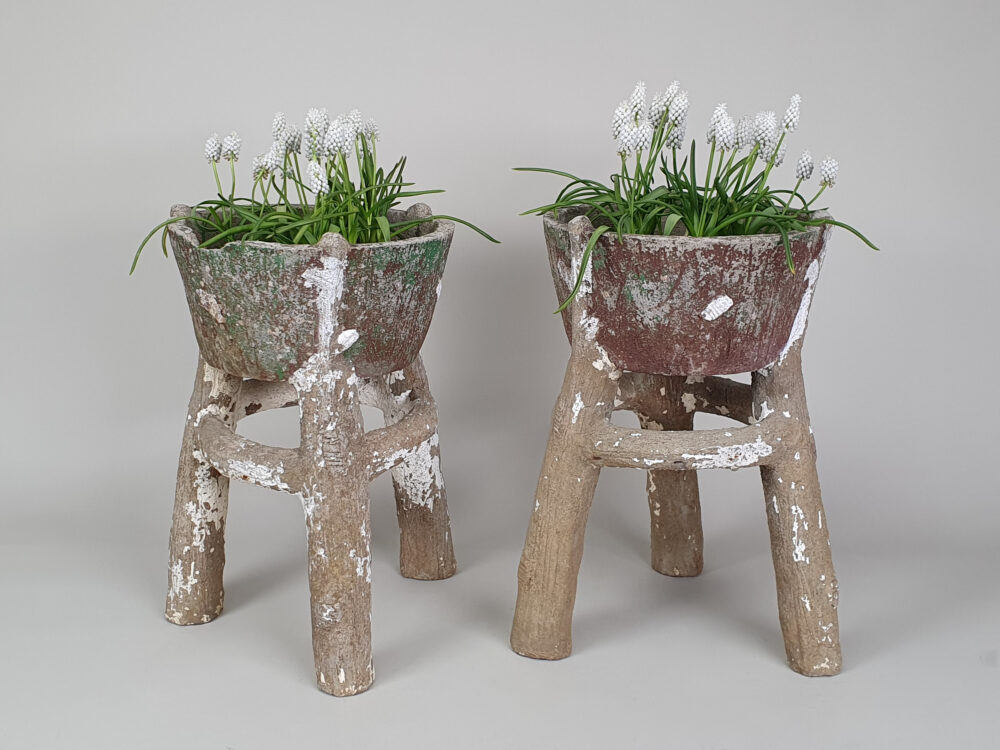 Pair of antique faux bois Garden Planters