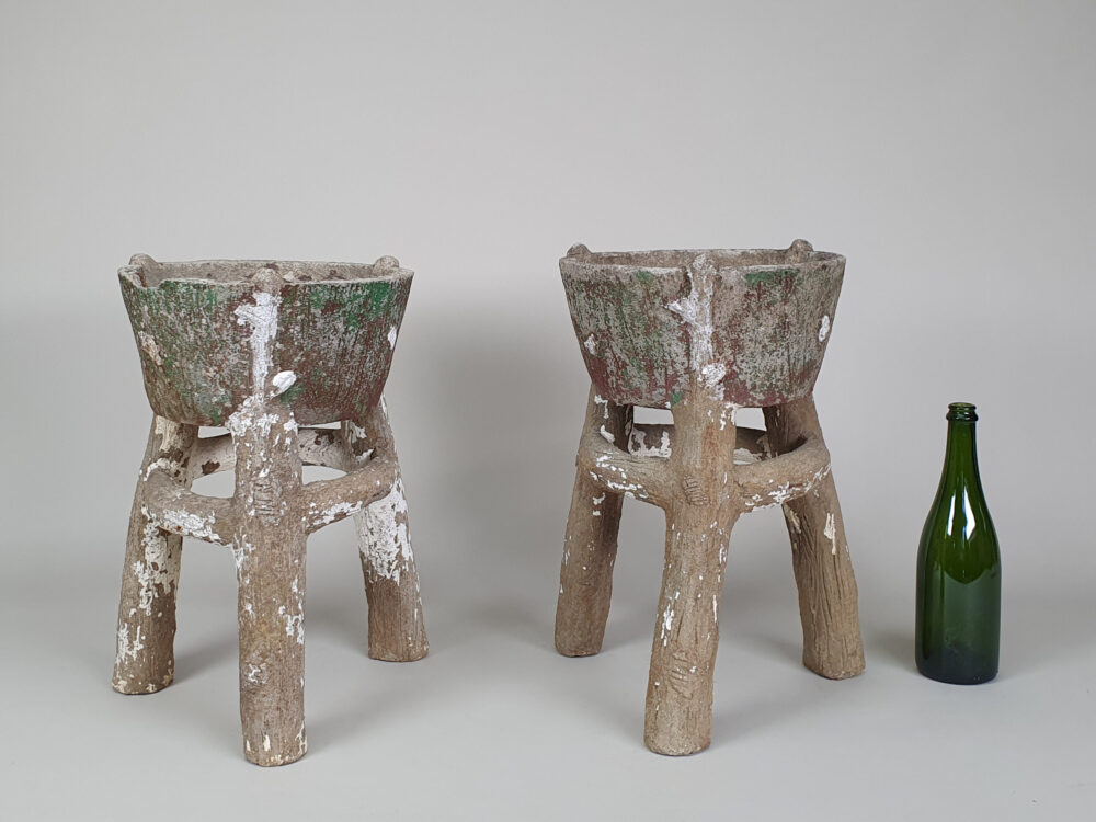 Pair of antique faux bois Garden Planters