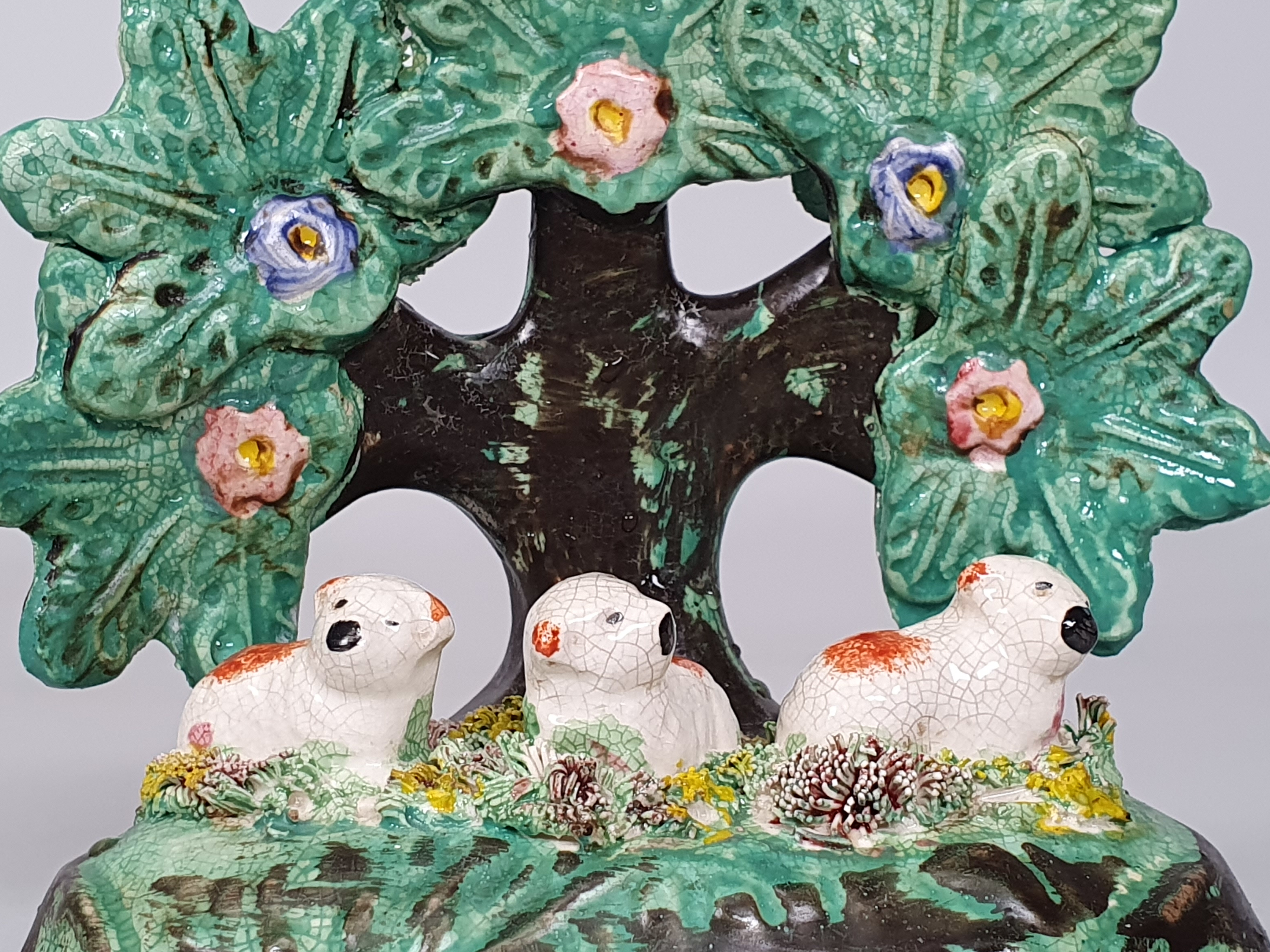 Antique Staffordshire Lambs close Antique Staffordshire Lambs close up