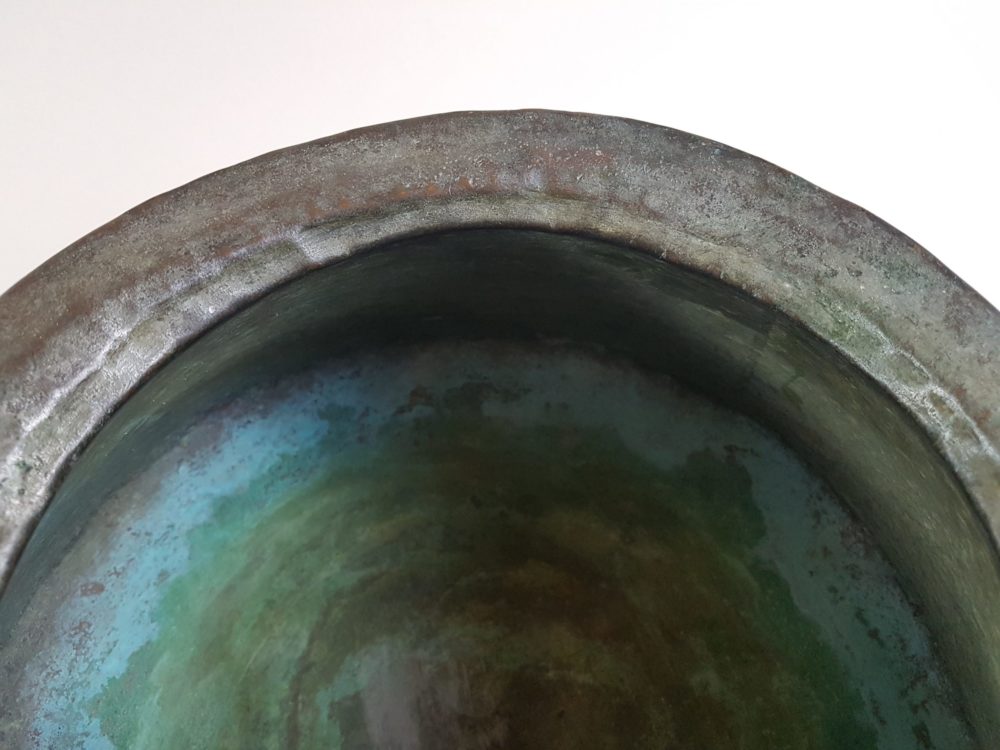 Pair of antique hand beaten copper bowls