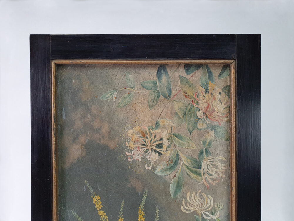 Pair of Edwardian still life Floral Paintings on Tin