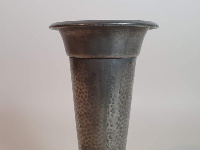 Pair of Hand Beaten Art Deco Pewter Vases