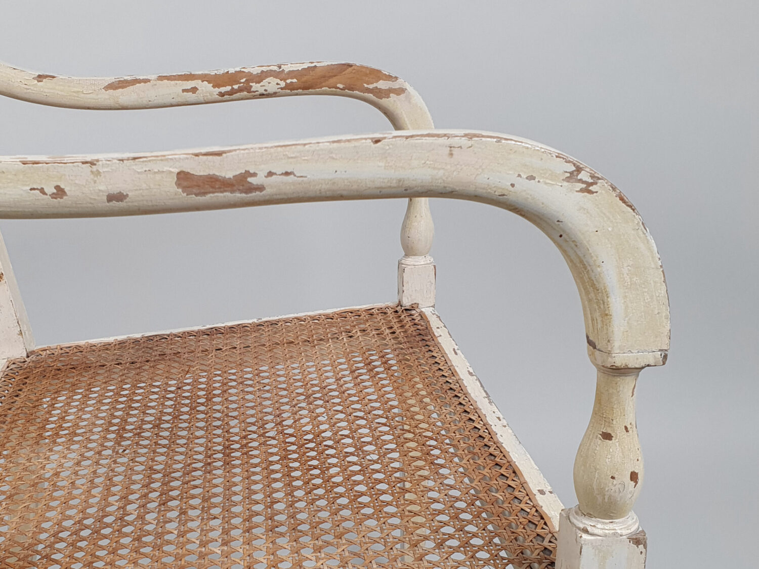 Pair of painted caned Armchairs or Bergères