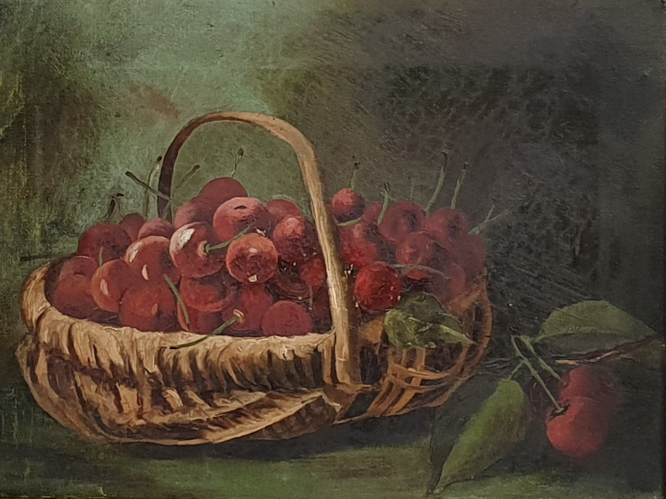 Pair of Victorian antique Still Life oil Paintings of Strawberries and Oranges