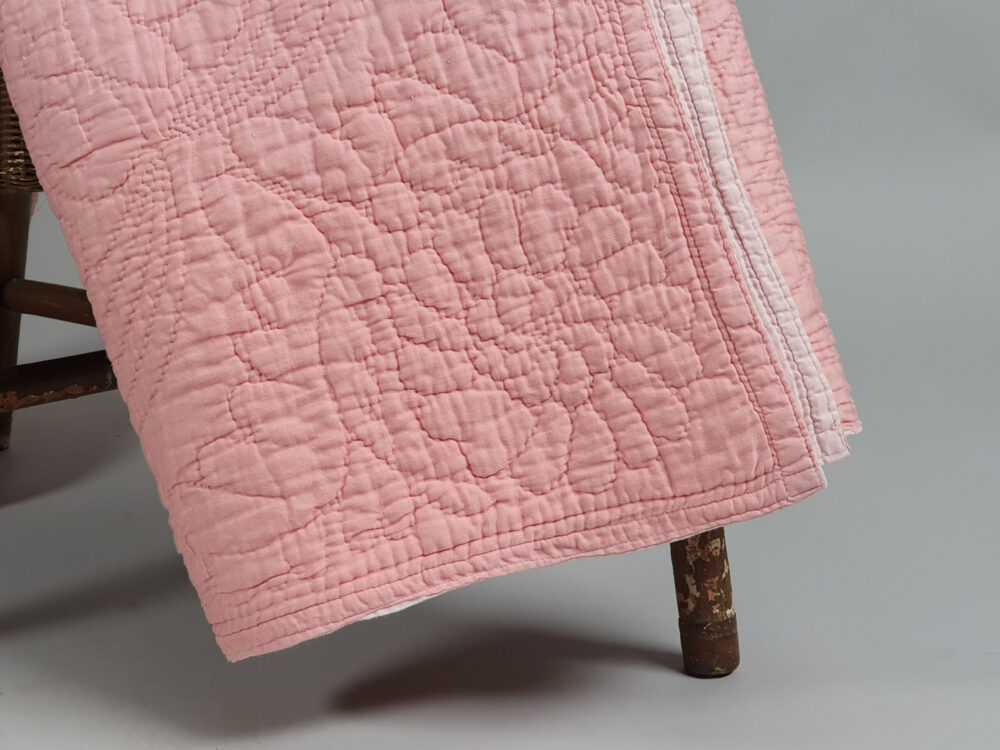 Pink whole cloth Durham antique Quilt