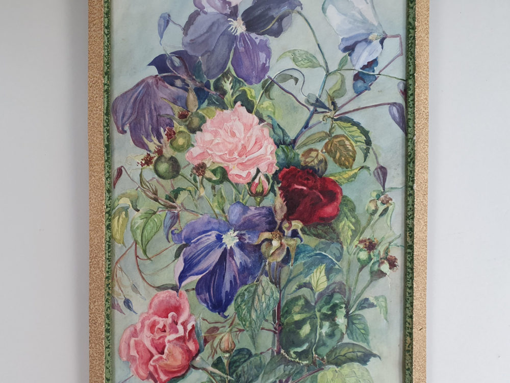 Pretty mid century vintage floral water colour Painting
