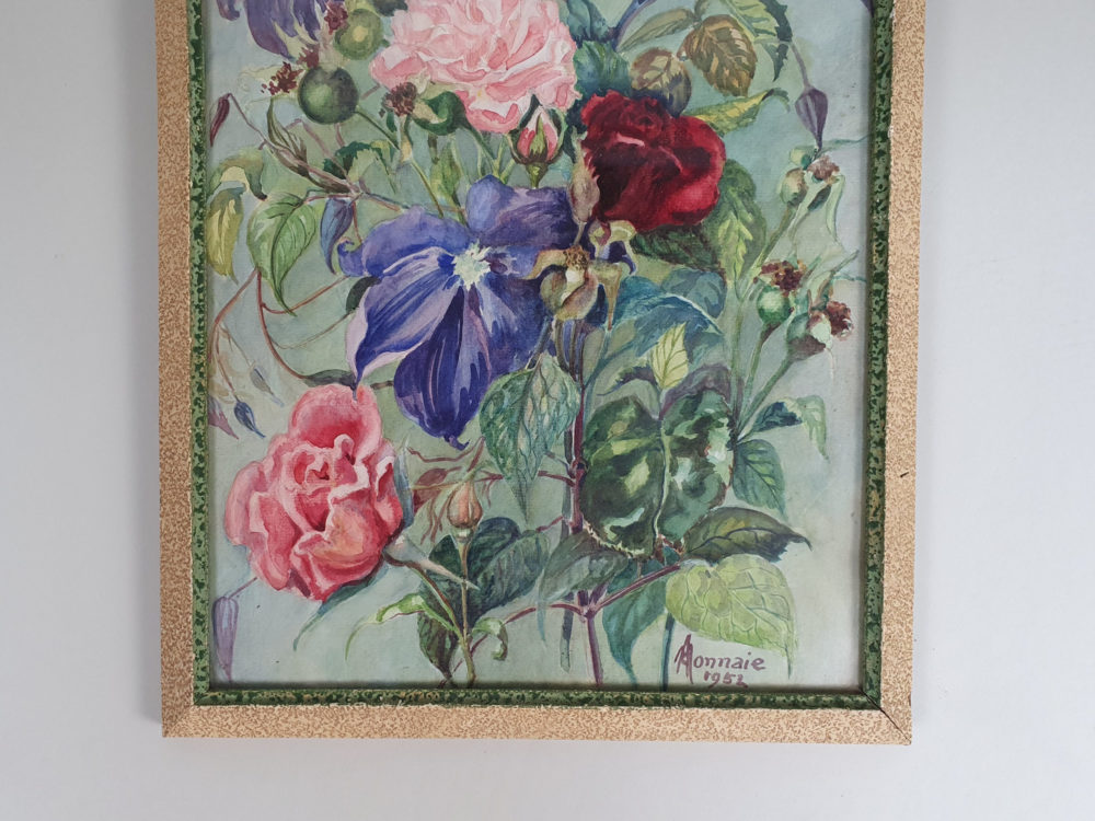 Pretty mid century vintage floral water colour Painting