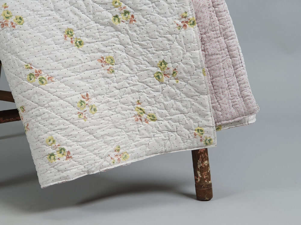 Reversible handstitched whole cloth antique Quilt