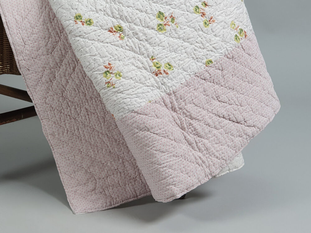 Reversible handstitched whole cloth antique Quilt