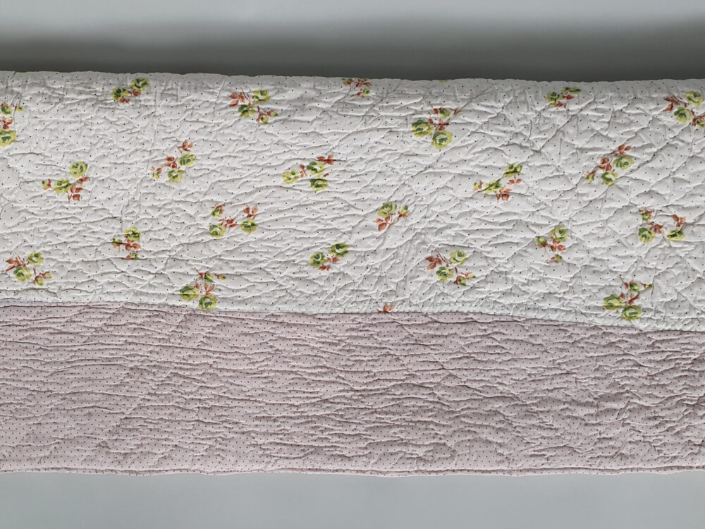 Reversible handstitched whole cloth antique Quilt