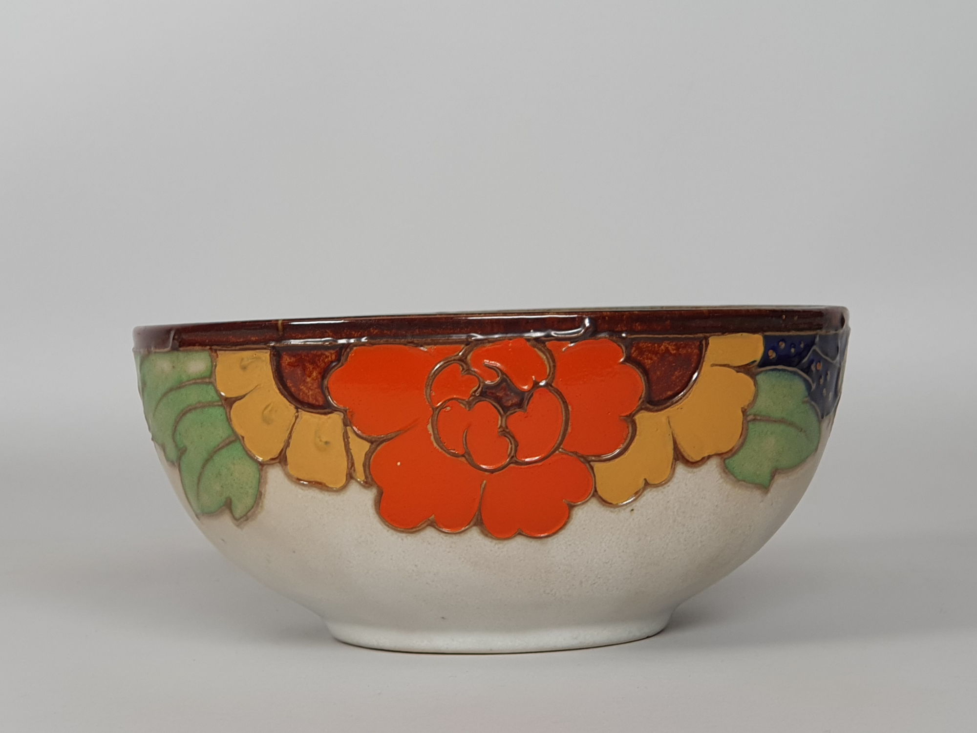 Royal Doulton Floral Arts & Crafts Bowl Artist Decorated by Winnie Bourstead