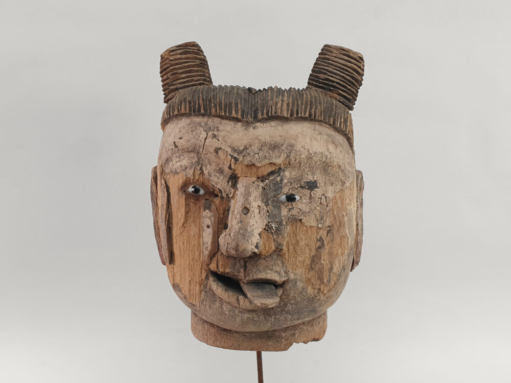 Rustic antique carved Burmese Puppet Head