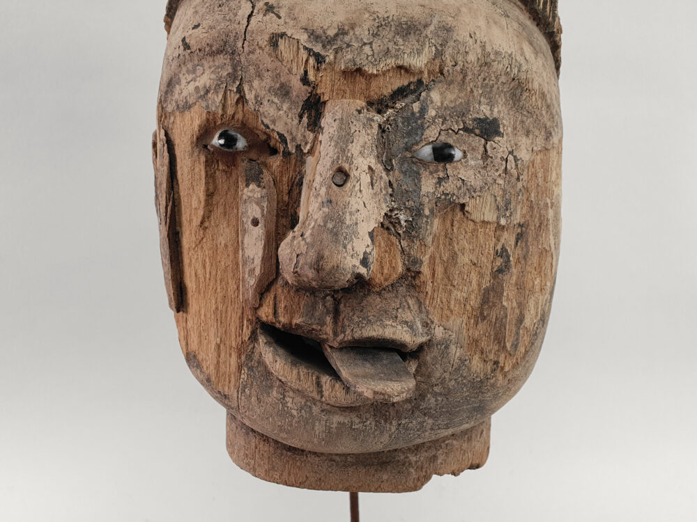 Rustic antique carved Burmese Puppet Head