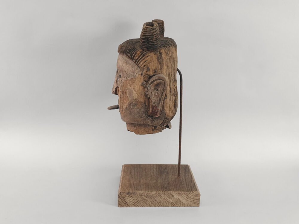 Rustic antique carved Burmese Puppet Head