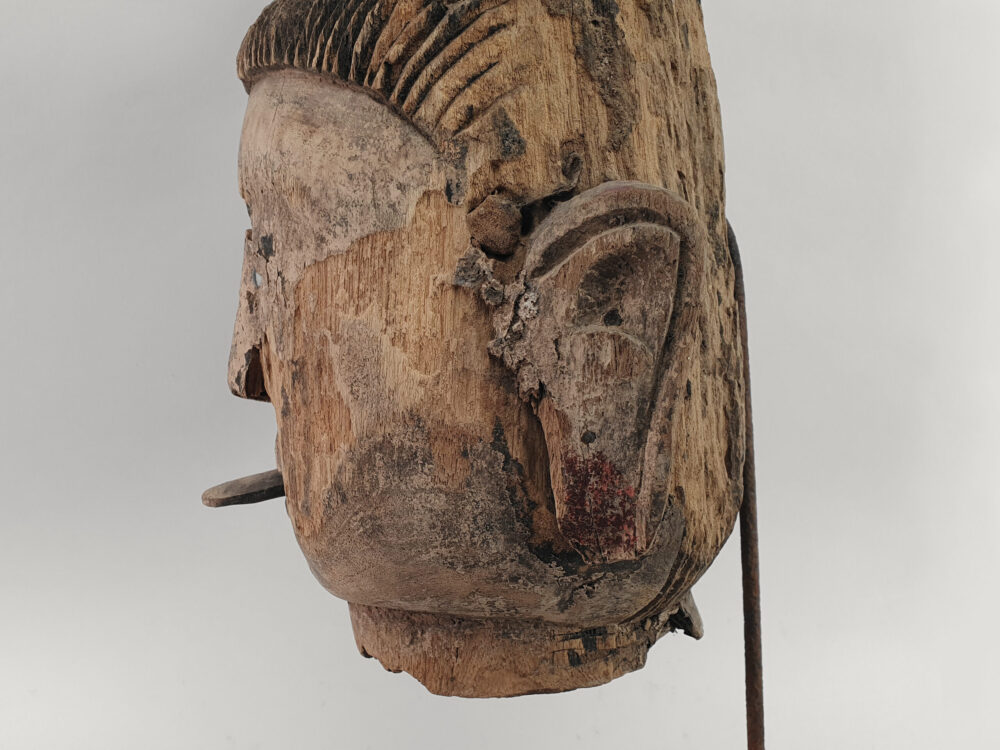 Rustic antique carved Burmese Puppet Head