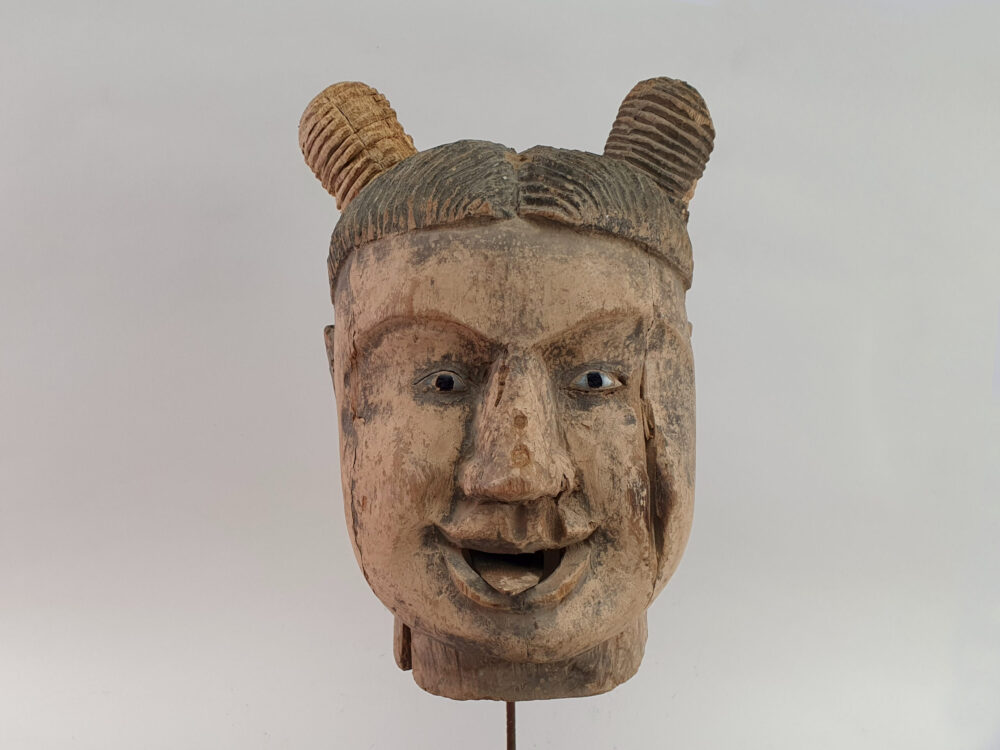 Rustic antique carved Burmese Puppet Head