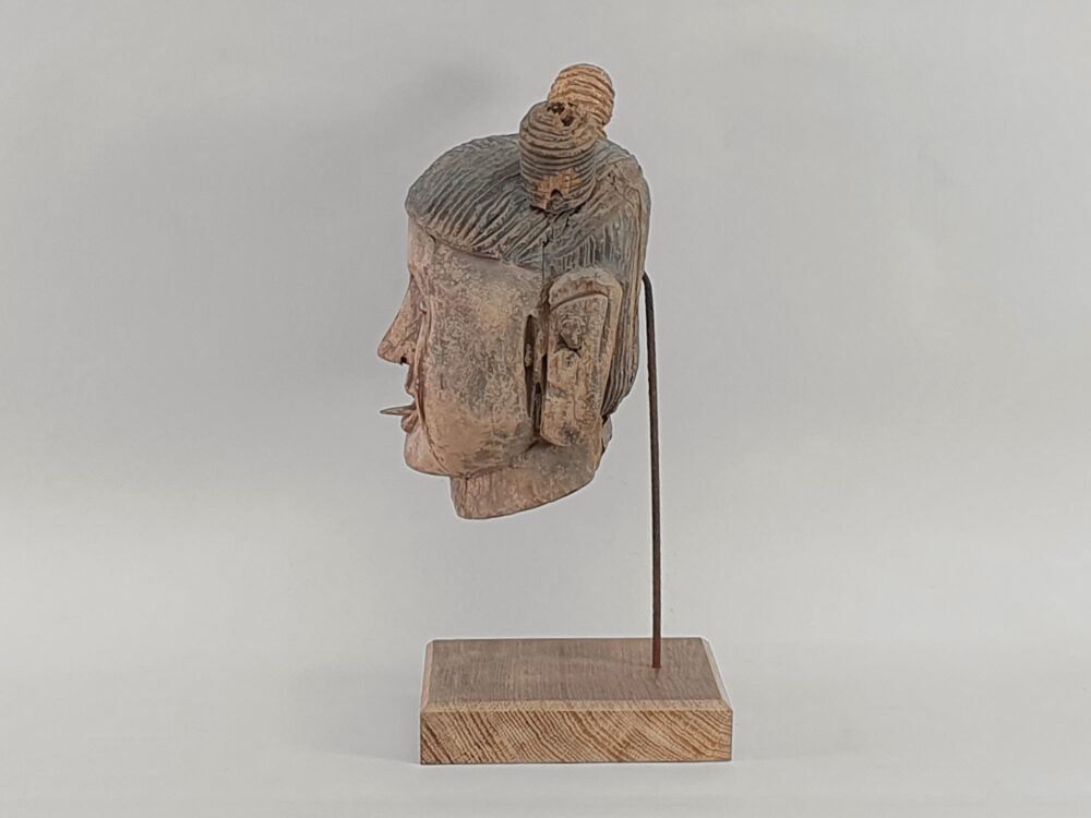 Rustic antique carved Burmese Puppet Head