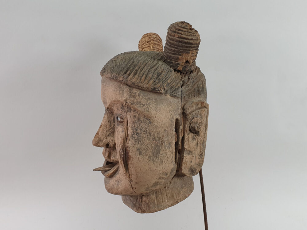 Rustic antique carved Burmese Puppet Head