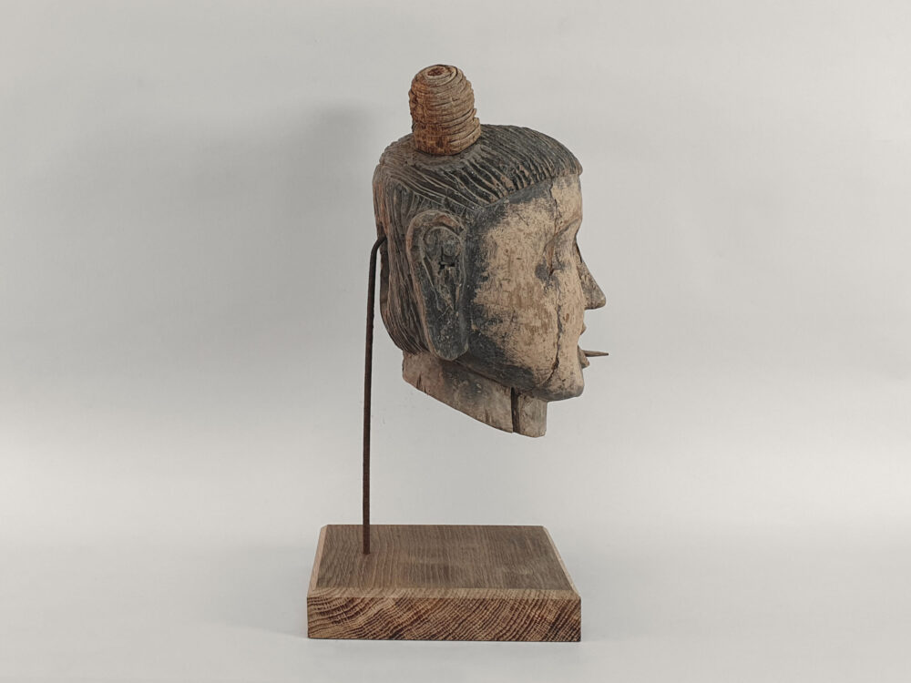 Rustic antique carved Burmese Puppet Head