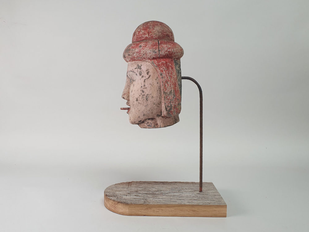 Rustic antique carved Burmese Puppet Head