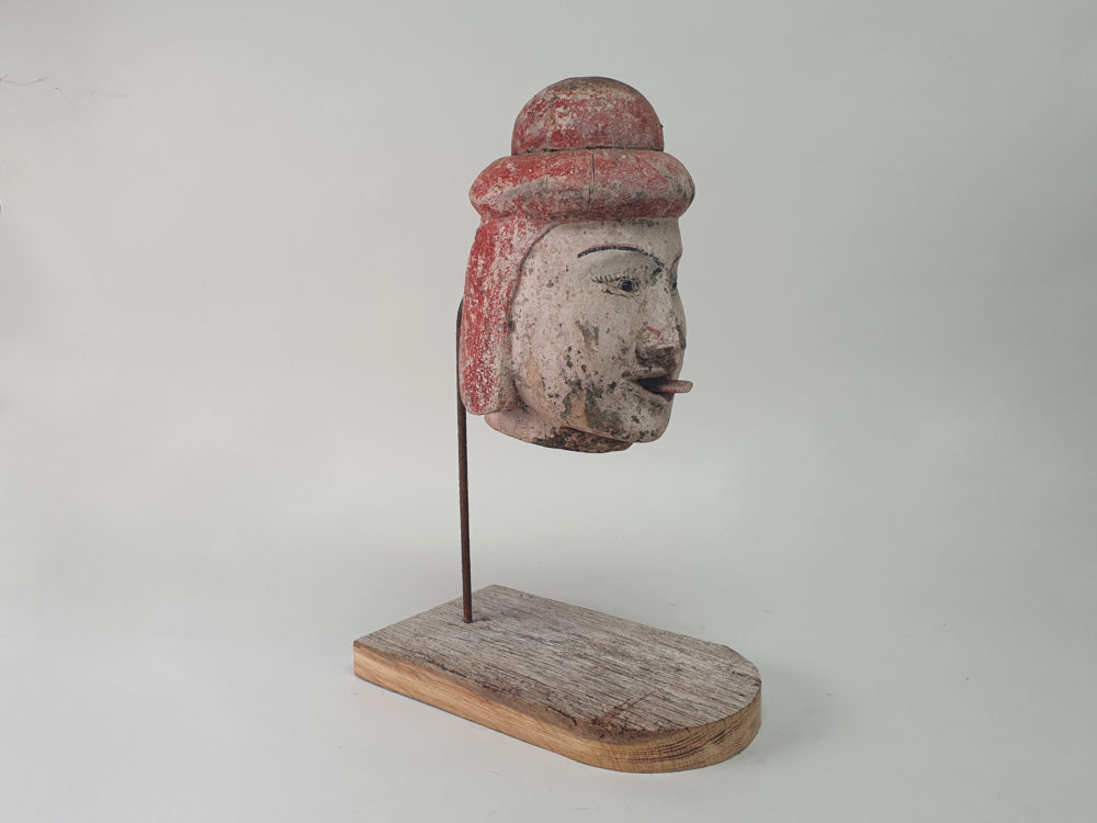 Rustic antique carved Burmese Puppet Head