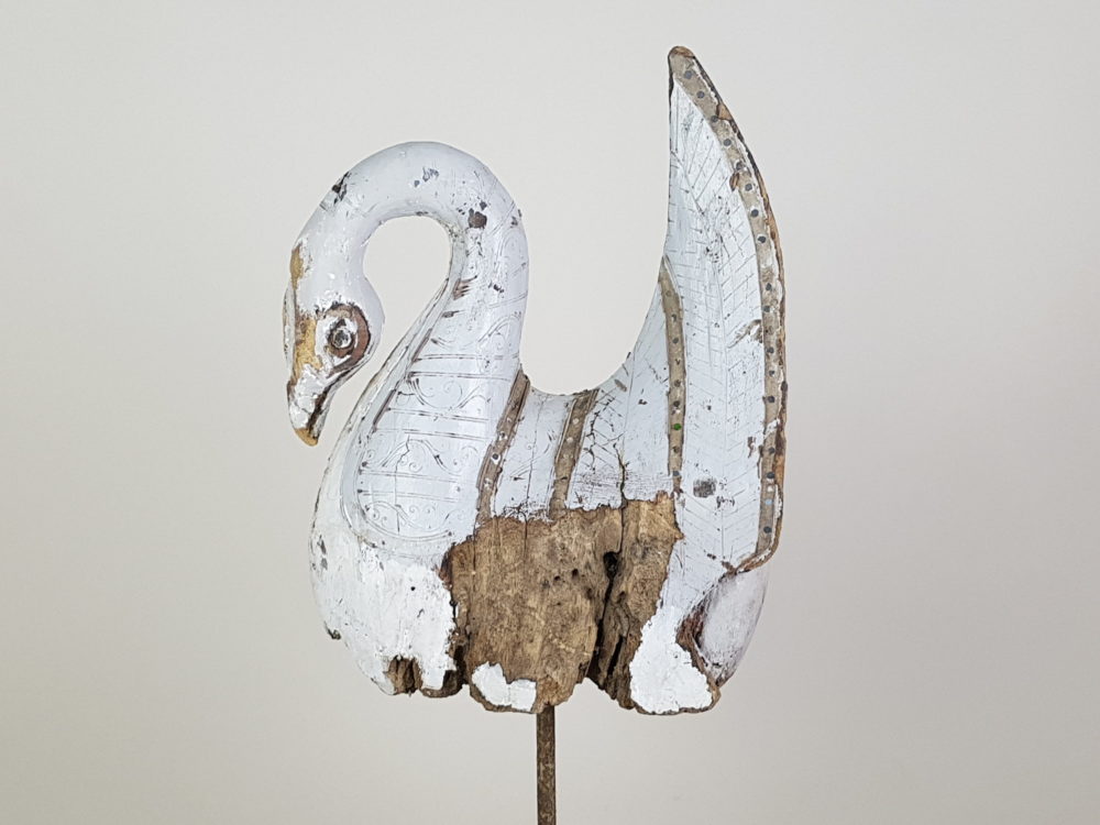Rustic antique decorative carved Wooden Swan