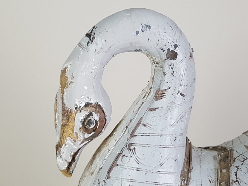 Rustic antique decorative carved Wooden Swan