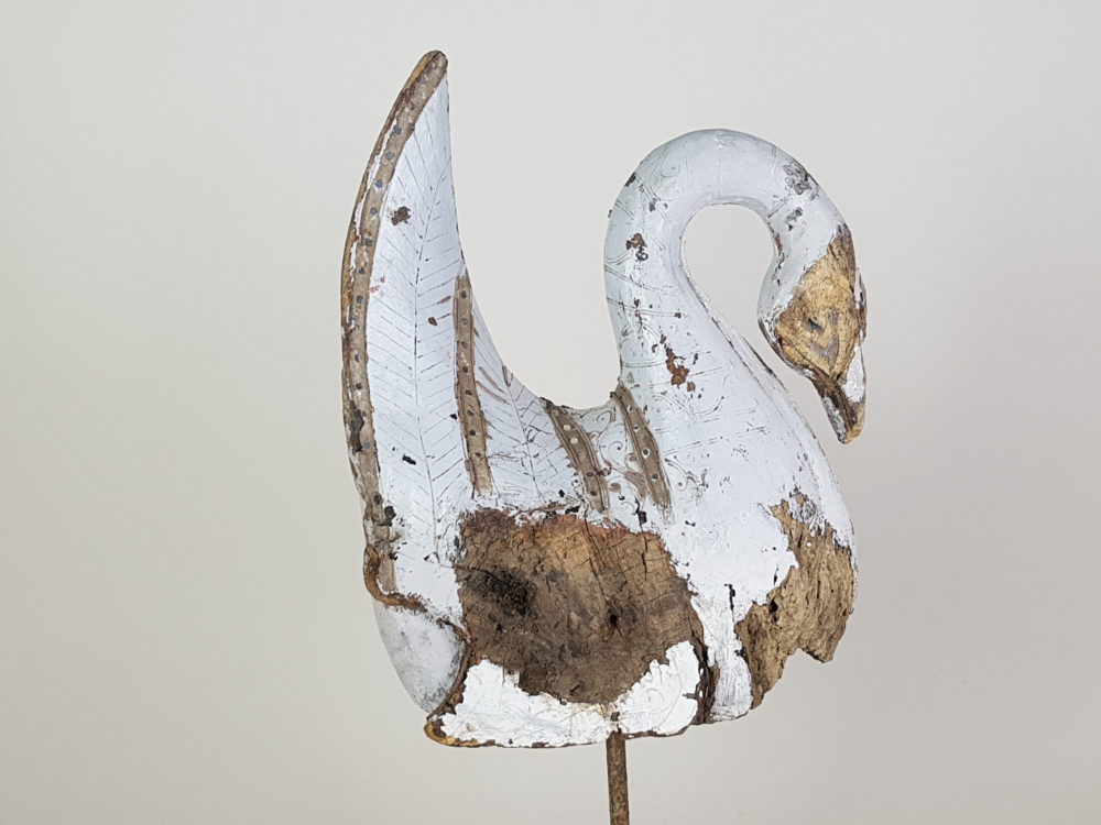 Rustic antique decorative carved Wooden Swan