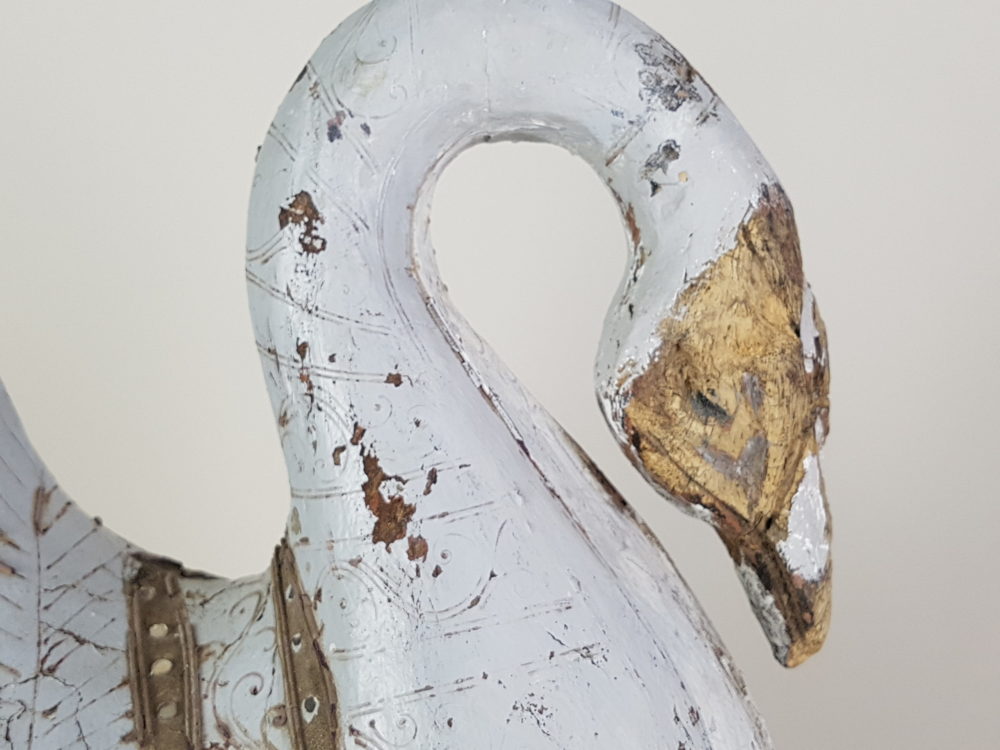 Rustic antique decorative carved Wooden Swan
