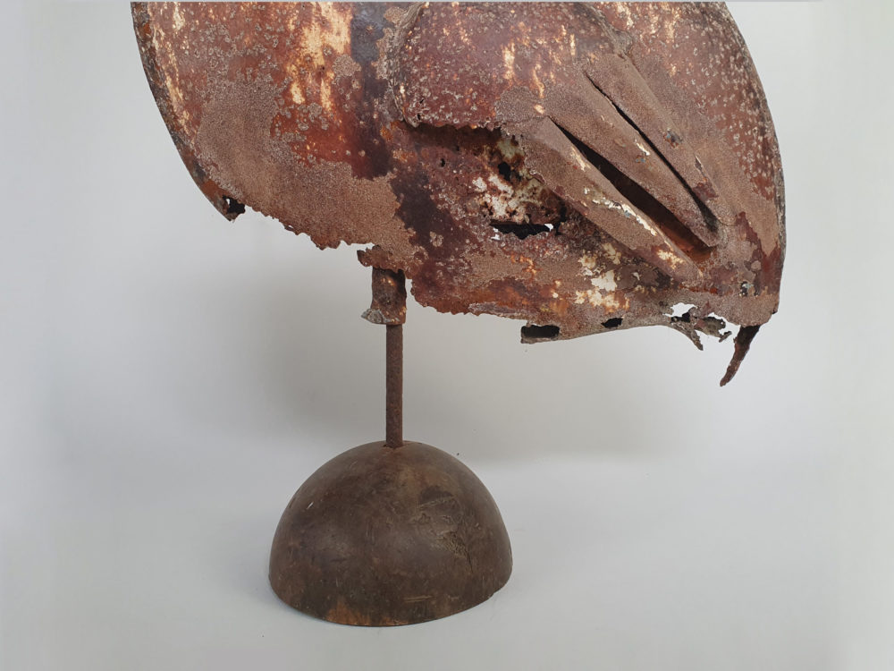 Rustic antique Weather Vane in the form of a Stork, on a later stand