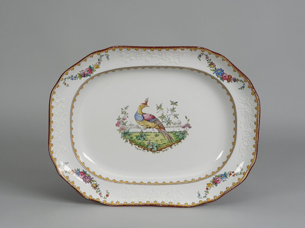 Set of 3 graduating antique ceramic Serving Platters from Copeland Spode in Vienna Bird pattern