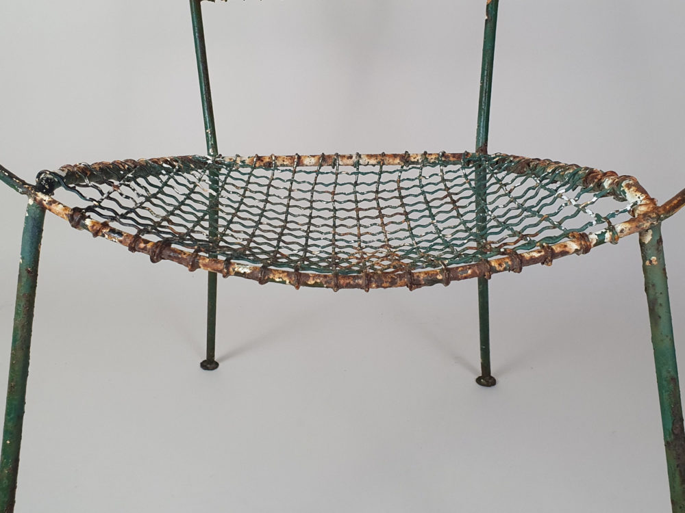 Set of 4 mid century Heals wirework green garden Chairs