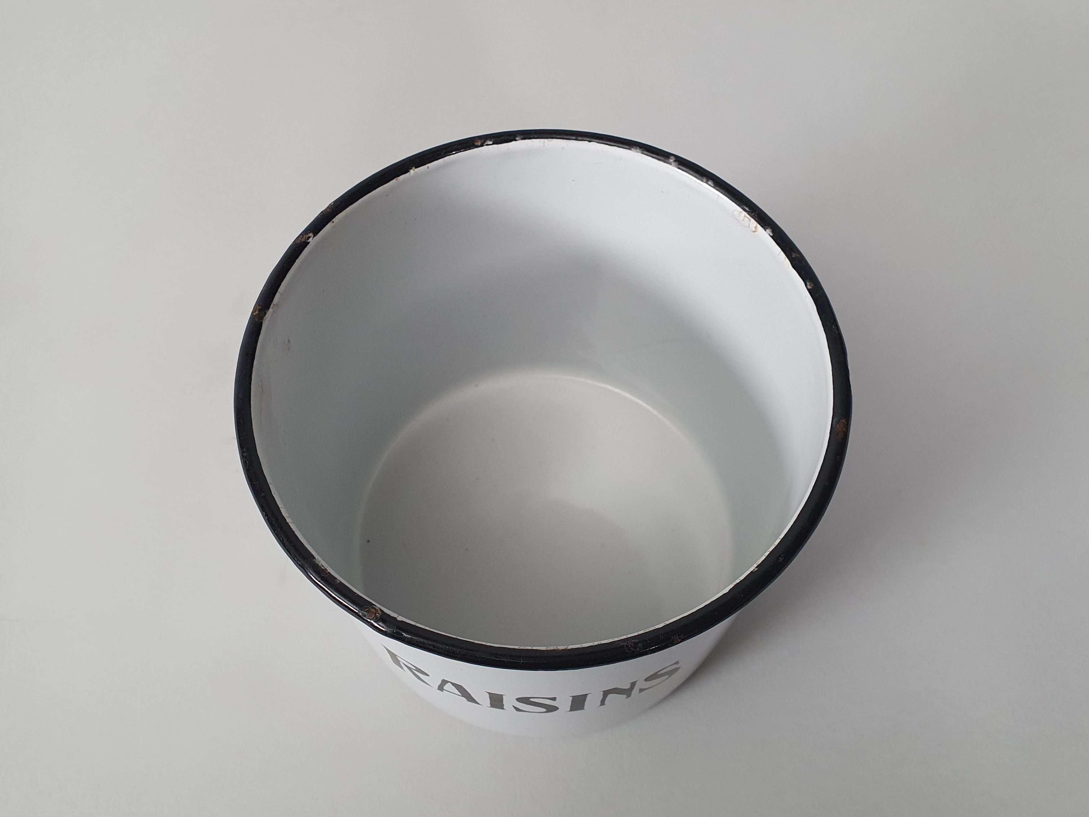Set of 5 white enamel Kitchen Ware Canisters